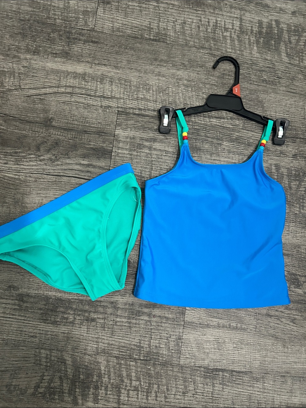 Wonder Nation Two-Piece Tankini Swimsuit in Blue & Green Size Medium